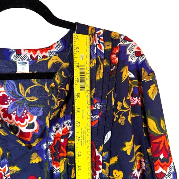Old Navy Dress Women's Size XL Floral Print Pintuck Long Sleeve Sheath Tassels - Picture 10 of 12